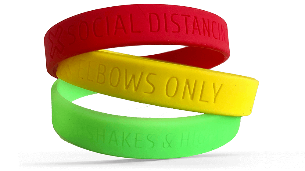 Adult Silicone Wristbands for Social Distancing Pack of 150 50 Red, 50 Green, 50 Yellow 