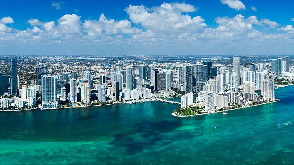 Downtown Miami Blue Sky