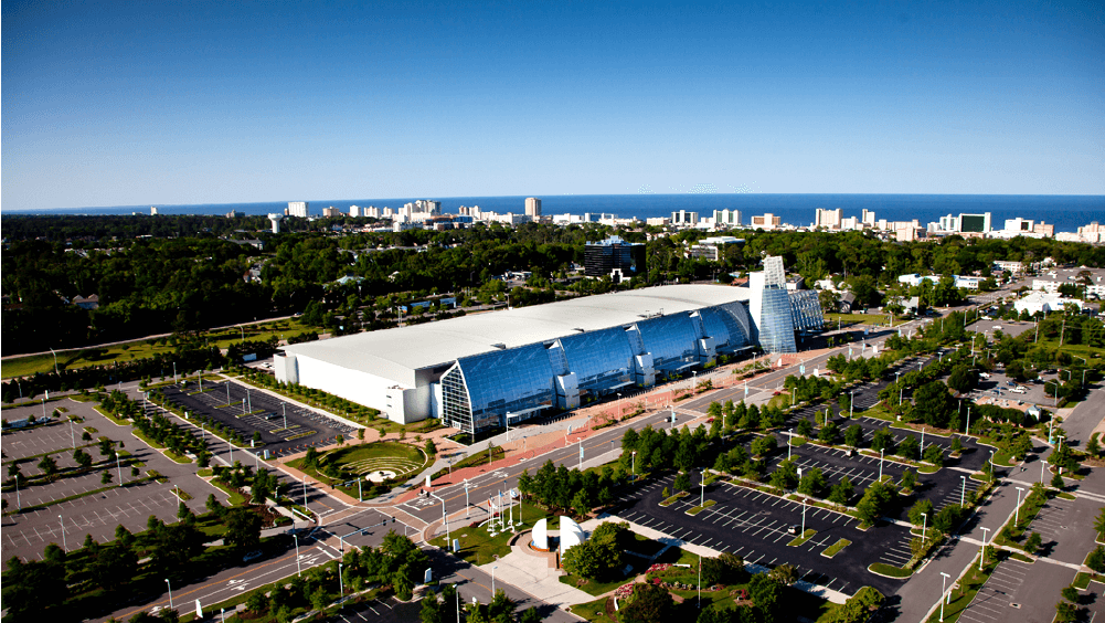 The Virginia Beach Convention Center reflects its coastal setting.