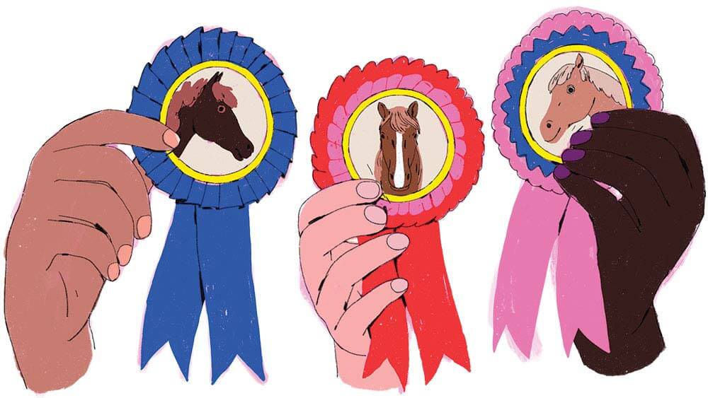 illustration of winners ribbons for horse event