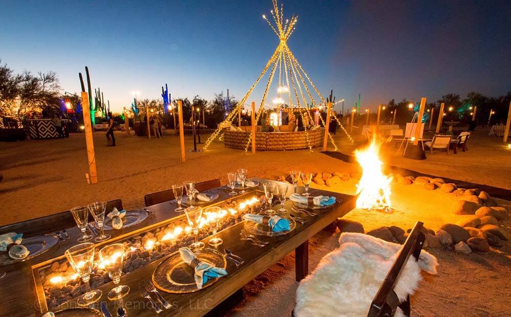 outdoor dining under stars in desert