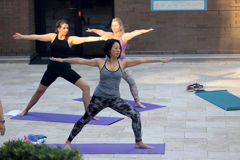 women doing yoga