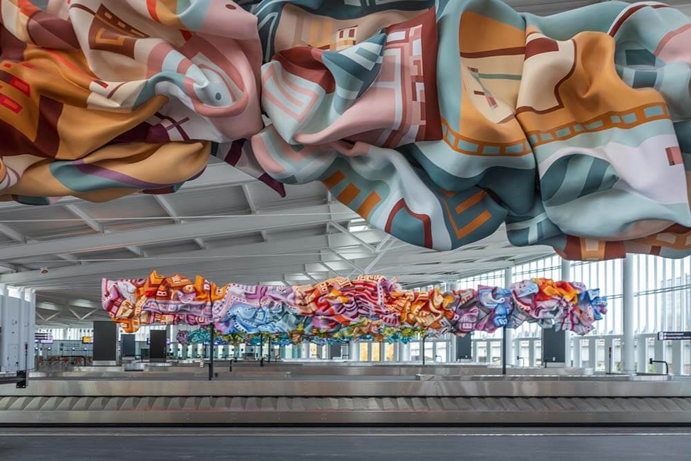 colorful art installation at airport