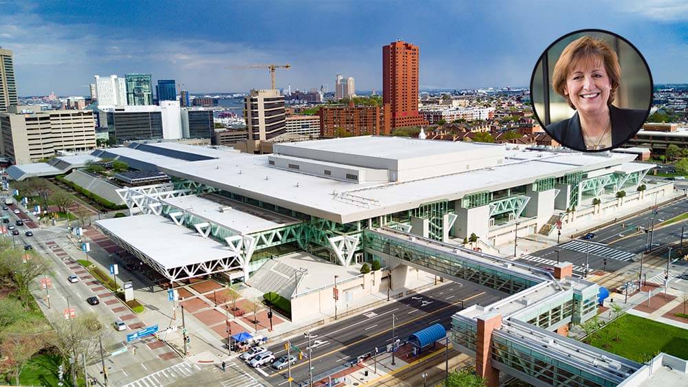 Baltimore Convention Center with Peggy Daidakis headshot