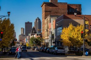 East Village streets in Des Moines