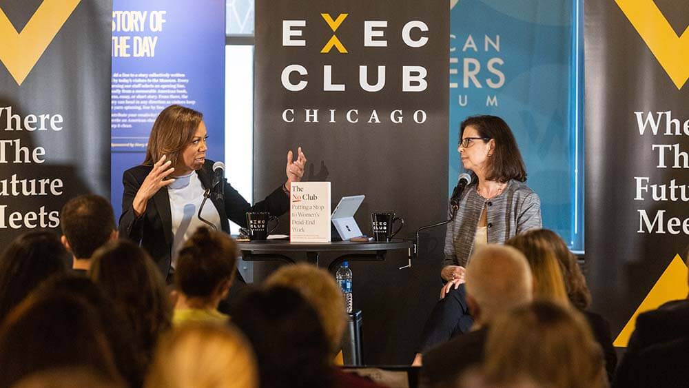two women speaking at Executives' Club of Chicago