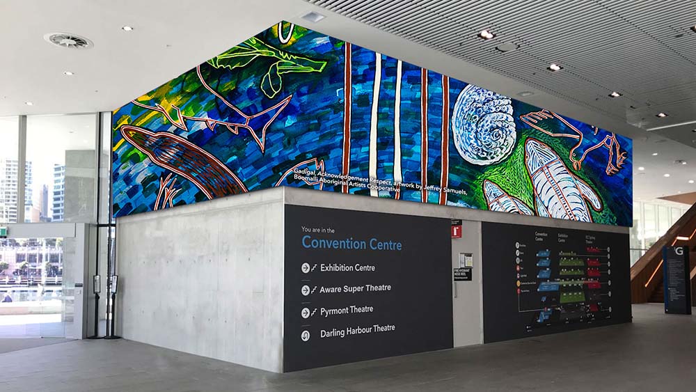 ICC Sydney foyer featuring artwork
