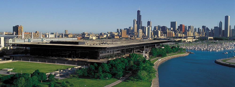 McCormick Place Lakeside Centerexterior with Chicago skyline