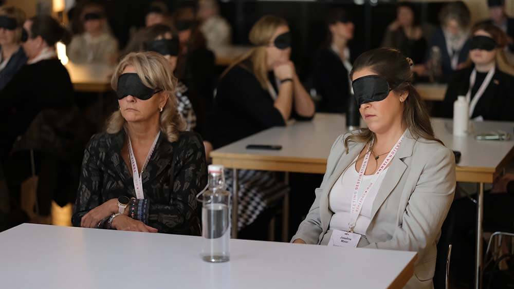 women wearing eye masks for session