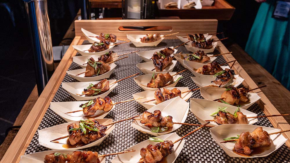 chicken skewer plated on table