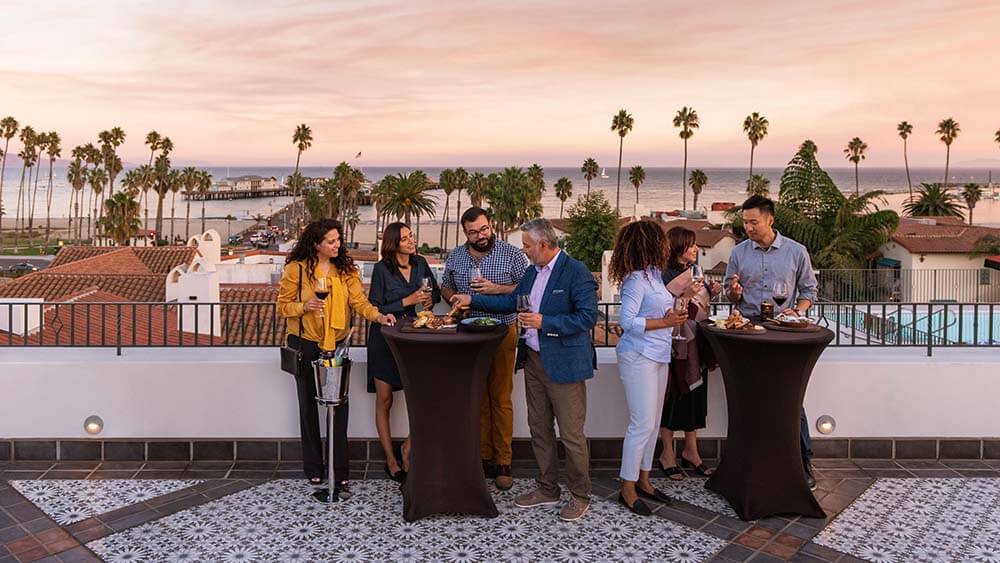 cocktail party on hotel deck