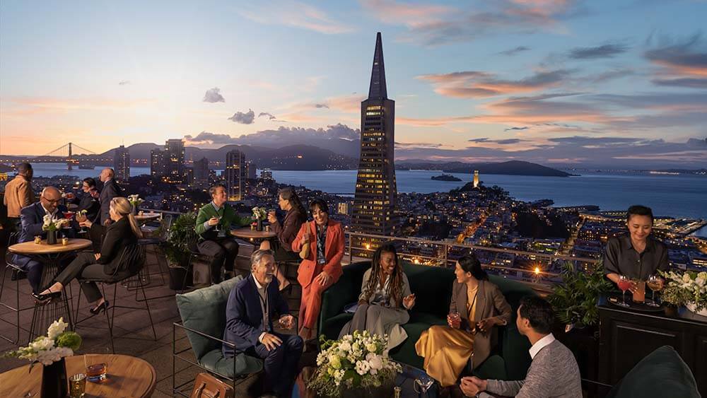 people drinking at rooftop in San Francisco