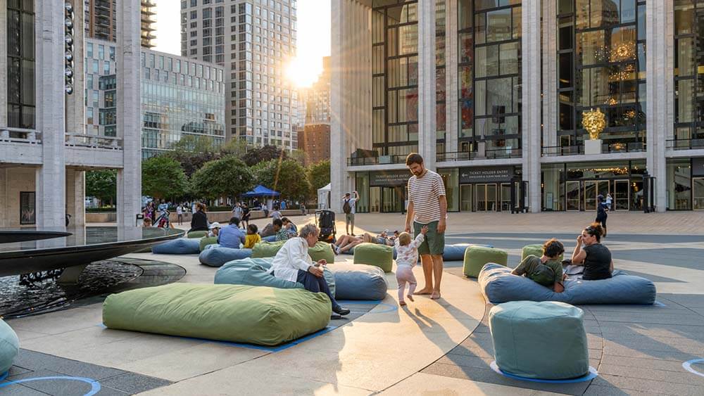 art installation of soft seating outdoors