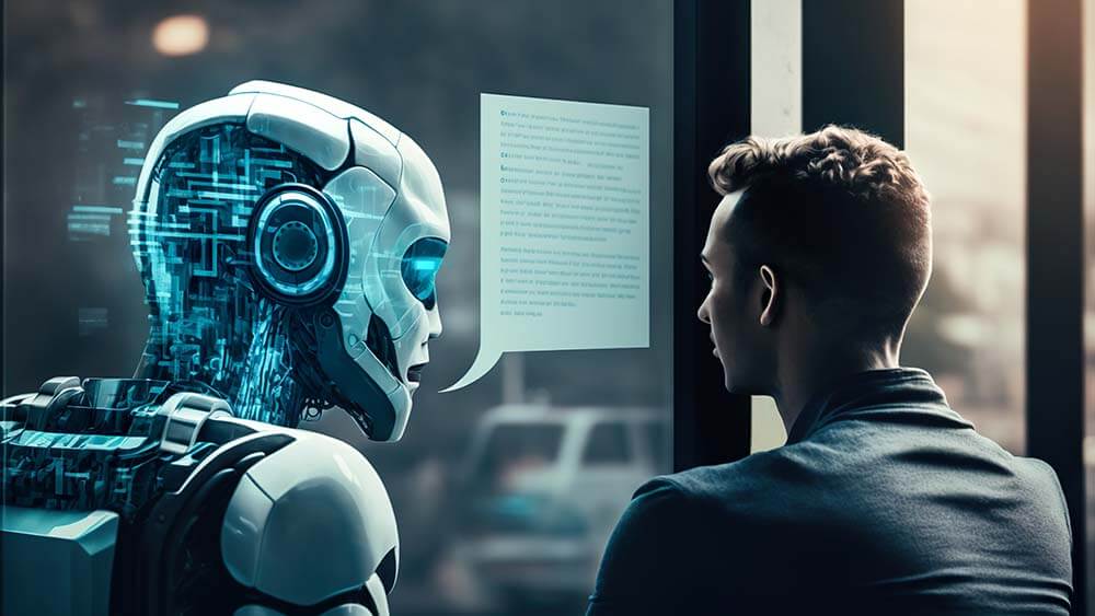 robot talking to human