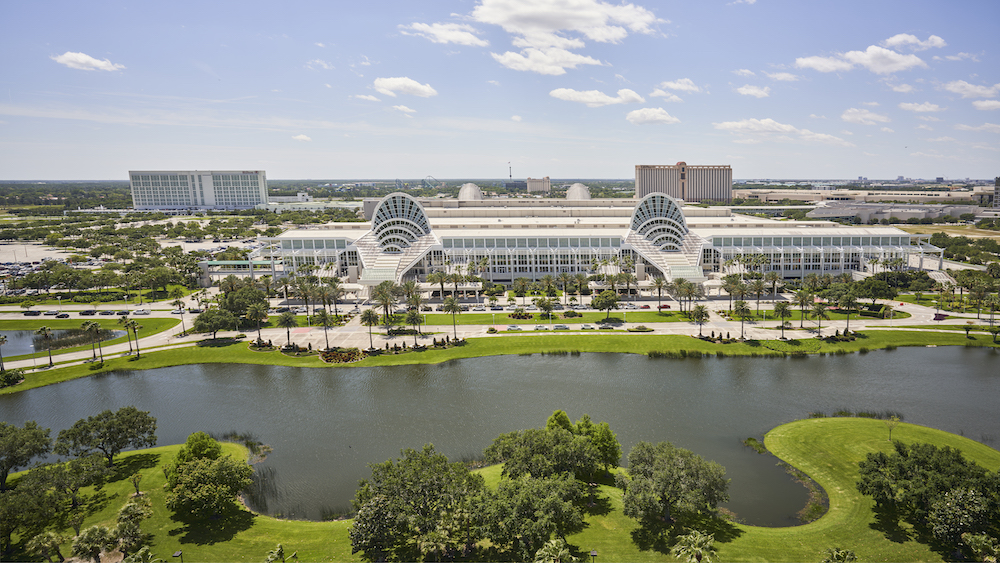 A panoramic view of the Orange County Convention Center in Orlando, Florida.