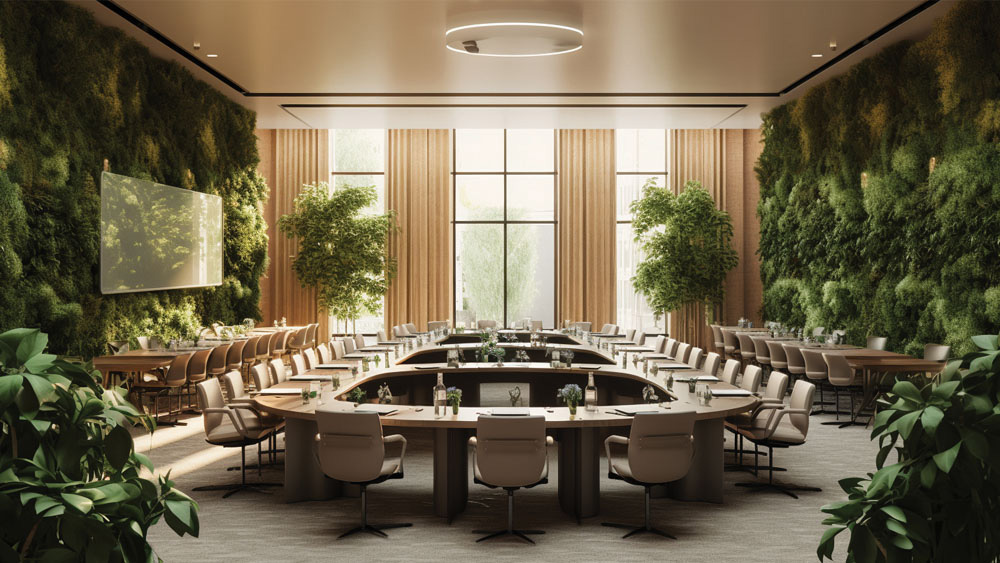 meeting room with a lot of greenery