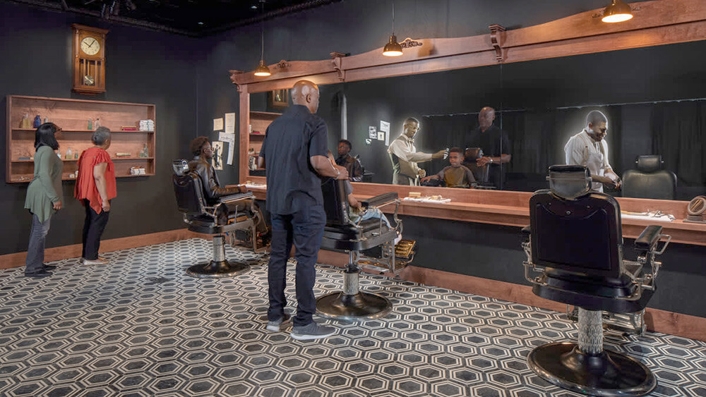 barber shop exhibit at museum