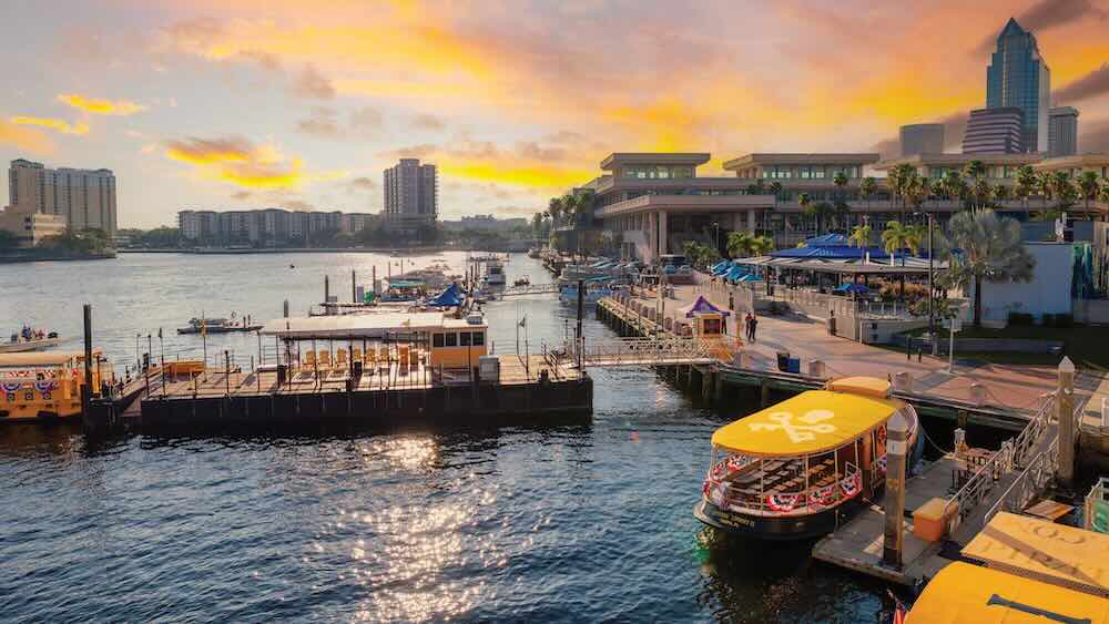 The Tampa Convention Center sits directly on the Hillsborough River.