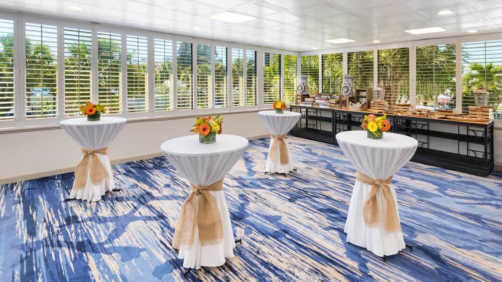 The 1,272-square-foot Mediterranean Palm has a second-floor location with plenty of natural light — perfect for keeping attendees feeling engaged and energized.