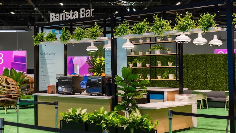 A sponsored coffee bar is just one way corporate events can create "micro moments" of comfort.