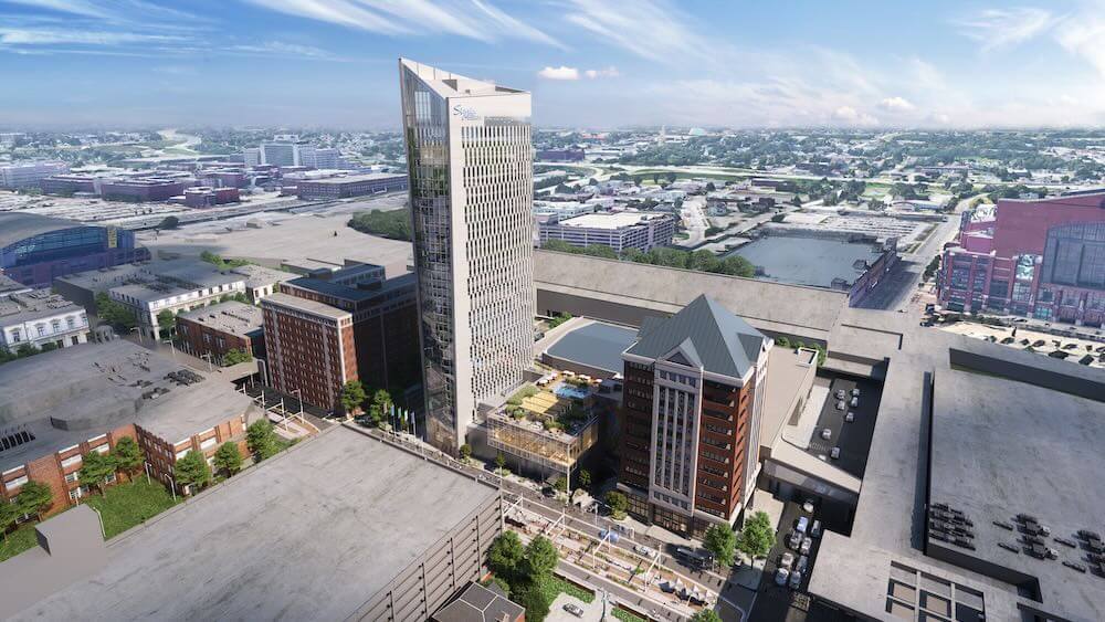 A brand-new 800- room Signia by Hilton is rising across the street from — and connected via pedestrian walkway to — the Indianapolis Convention Center.