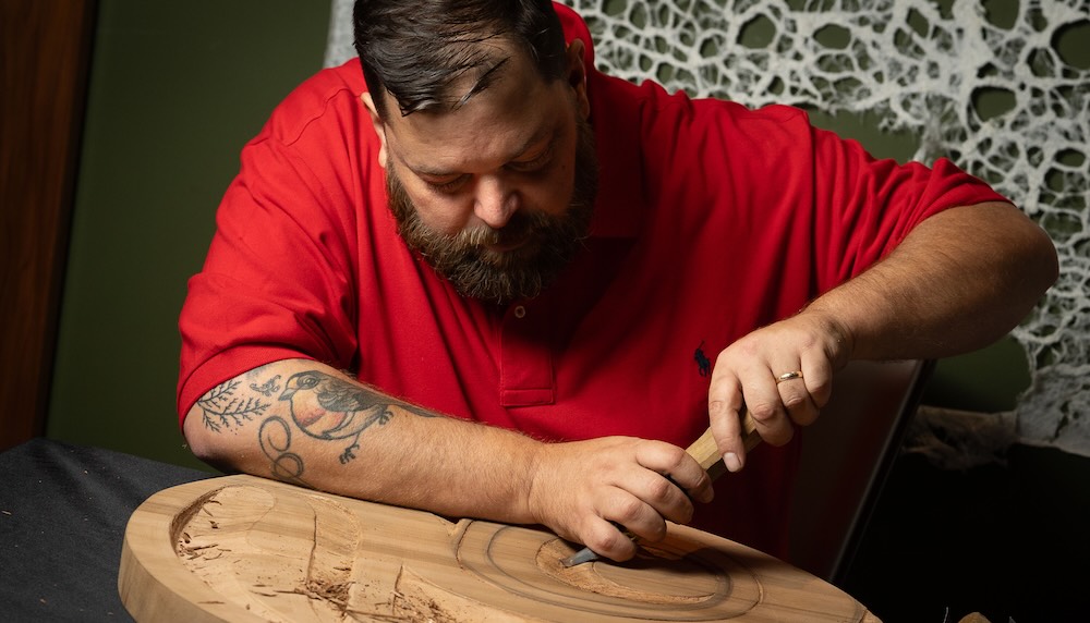 First Nations painter and carver Adam Lewis.