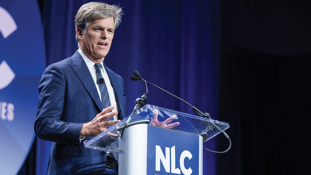 Timothy Shriver asked participants to consider the importance of how people treat each other at last fall’s National League of Cities Summit.