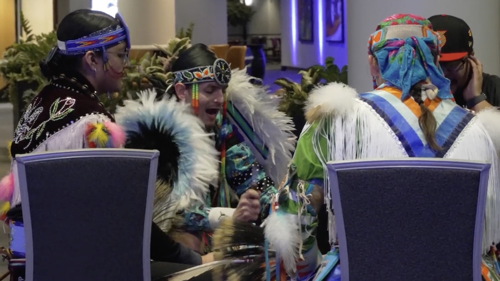 Drummers kept the beat as the Spokane Tribe of Indians dancers performed.
