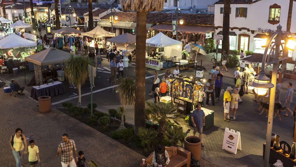 VillageFest at night. Photo courtesy Visit Palm Springs.