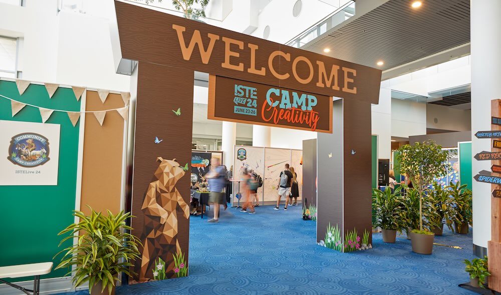 At the 2024 edition of ISTElive, organizers chose an outdoor theme for its pop-up art studio and showcase as a nod to the host destination, Denver. Camp Creativity offered an art gallery of attendee-made artwork and opportunities to create art in the Creative Constructor Studio.