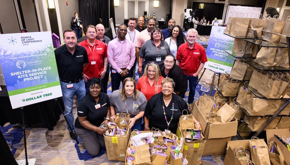 During the Points of Light Conference held at the New Orleans Marriott, social impact professionals packed shelter-in-place kits for the local community — an initiatived guided by a local affiliate.