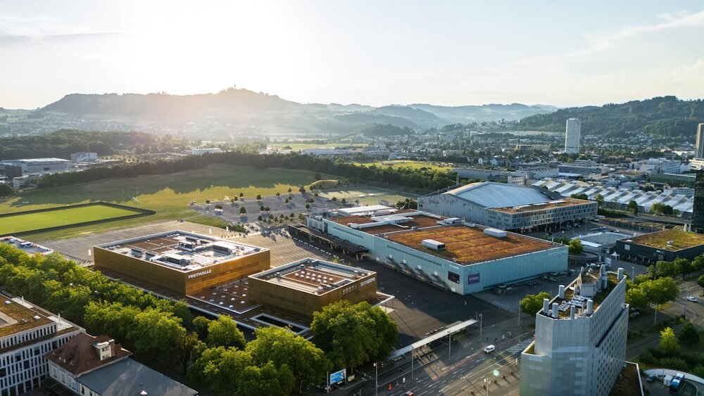 BERNEXPO’s more than 1.6 million square feet of indoor and outdoor event space makes it one of Europe’s largest and most flexible venues for large trade shows, congresses, and other kinds of business events. Photo courtesy Bern Expo.