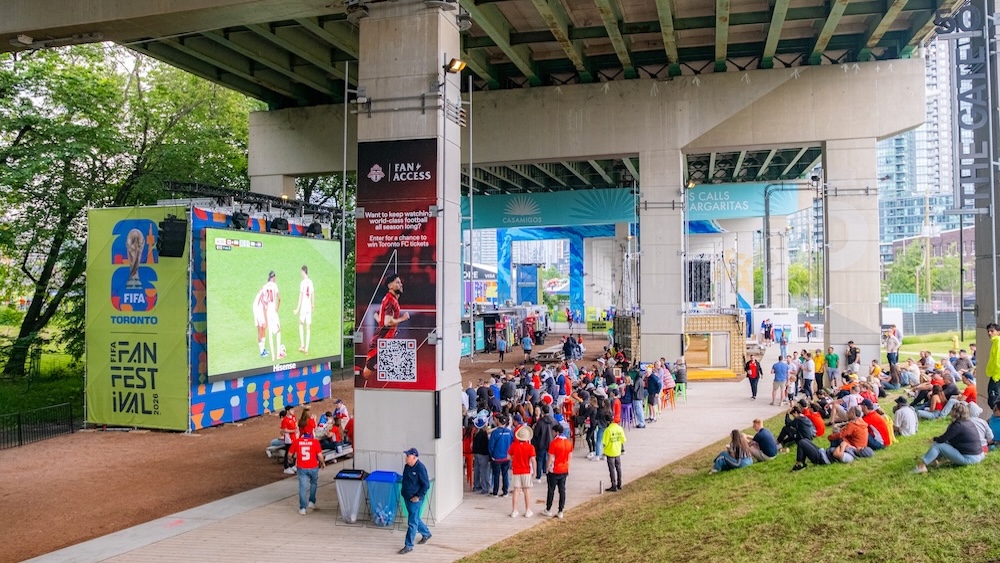 The Bentway, an urban park below the Gardiner Expressway, broadcasted live matches on screens as well as offered cultural performances, interactive art installations, and local food experiences during the FIFA Fan Festival™ Toronto.